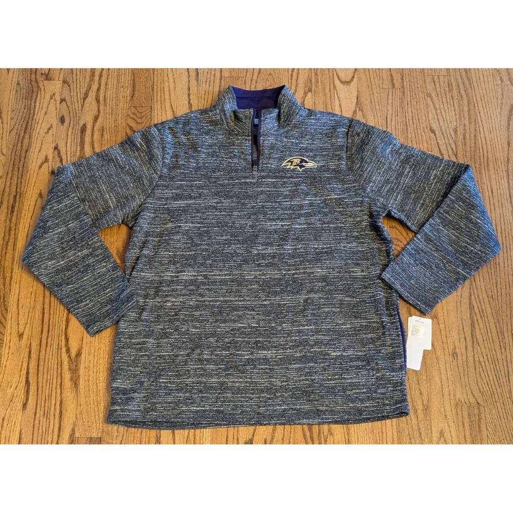 Baltimore Ravens Gray 1/4 Zip Pullover NFL Team Apparel Long Sleeve Men's XL NWT
